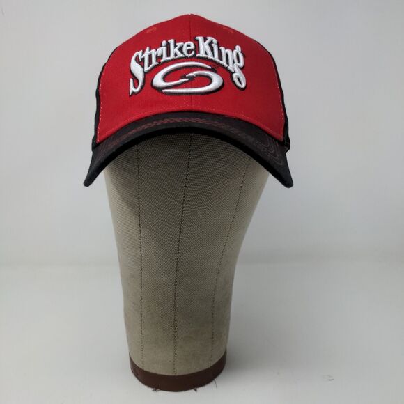 Strike King Fishing Lure Strapback Hat Red Black OSFM Embroidered Logo - Picture 2 of 12